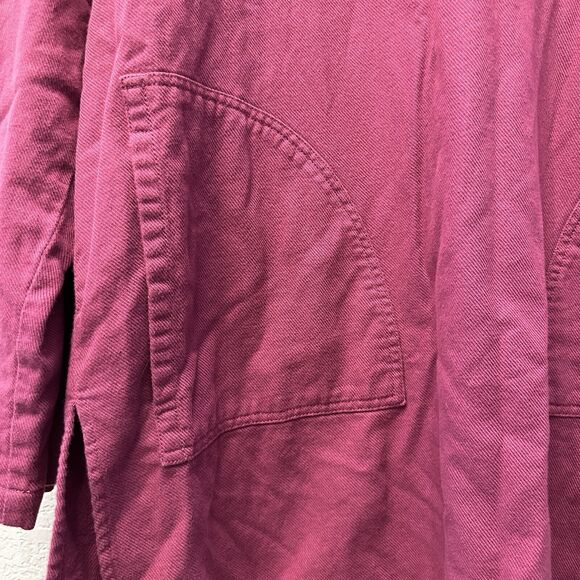 Soft Surroundings Cowl Neck Tunic Sweatshirt Magenta French Terry Pockets Cozy - Picture 6 of 12